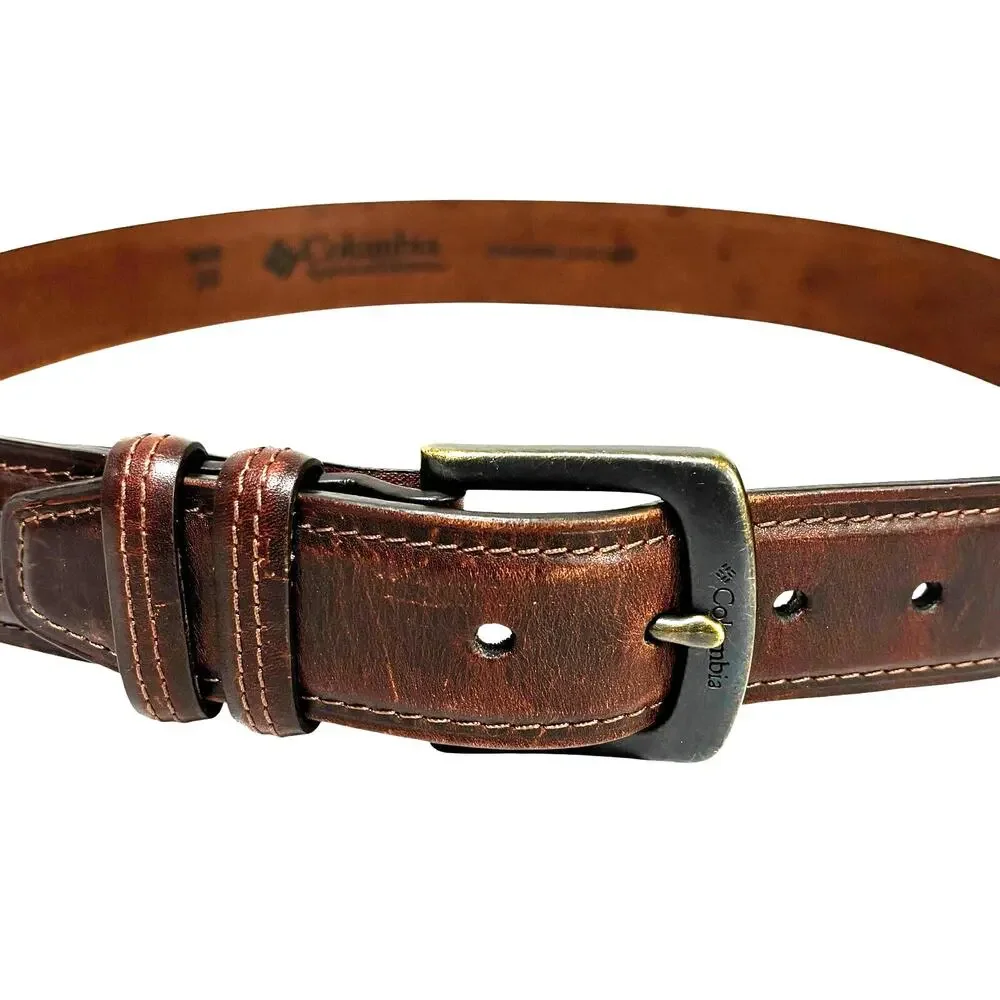 Men's Columbia brown leather belt classic business casual size 36